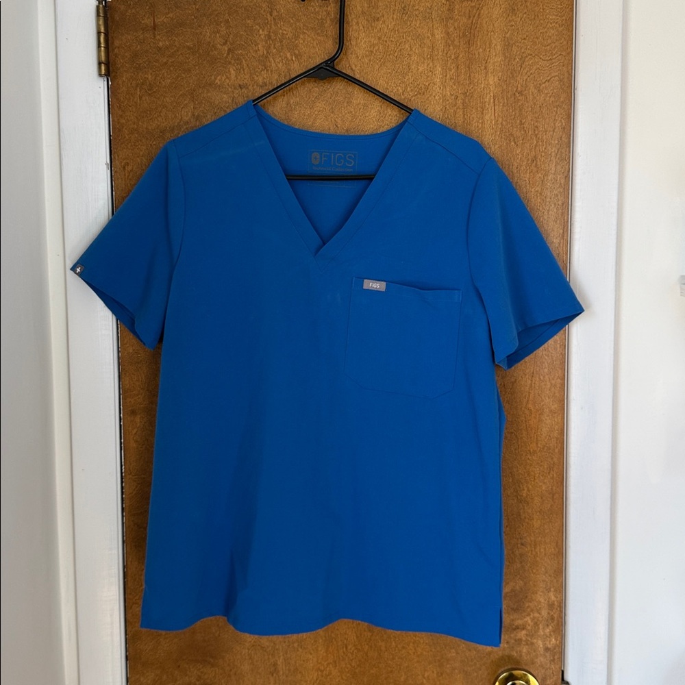 Figs Royal Blue V-Neck Scrub Top